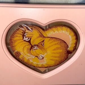 VTG ORANGE TABBY CATS Wood Jewelry Box Small Angled BEAUTIFUL